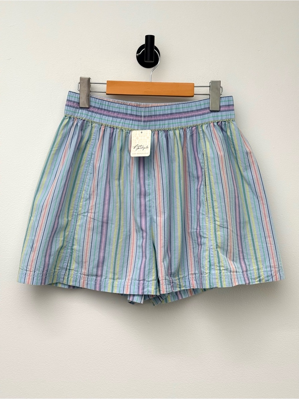 NWT Free People Get Free Striped Cotton Pull-On Elastic Waist Shorts S - Picture 10 of 14